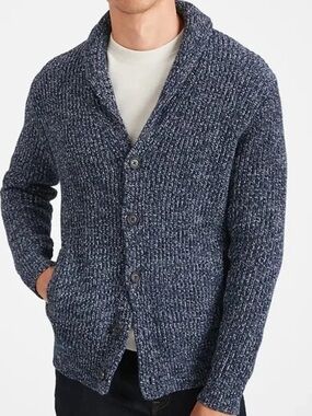 Banana Republic Men’s Cotton Shawl Collar Cardigan - Navy Heather